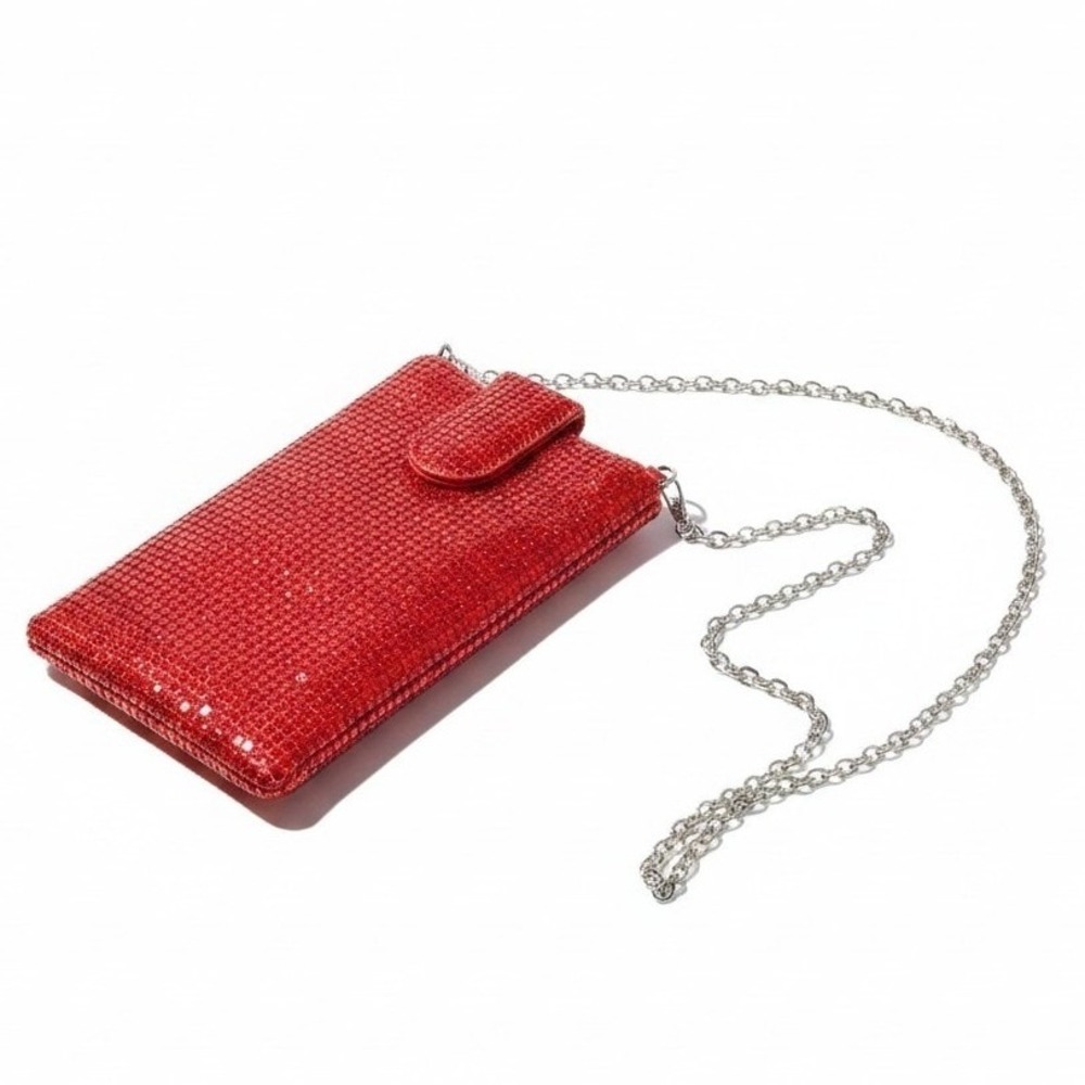 Phone Purse Womens OS Red New Crossbody Chain Evening Bag Glam